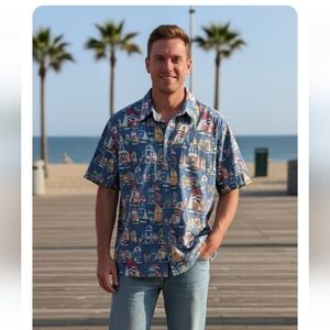 Vintage Reyn Spooner Multicolor Sailboat Print Shirt - Special Edition 1956-2006